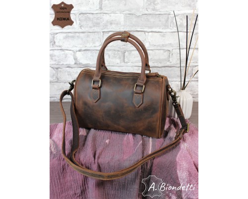 Сумка женская бостон натуральная кожа Крейзи Хорс