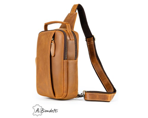 Сумка мужская слинг натуральная кожа