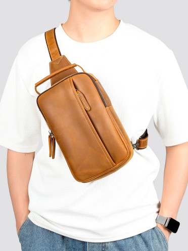 Сумка мужская слинг натуральная кожа