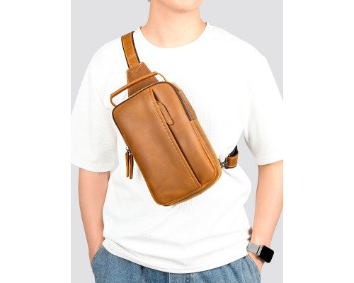 Сумка мужская слинг натуральная кожа
