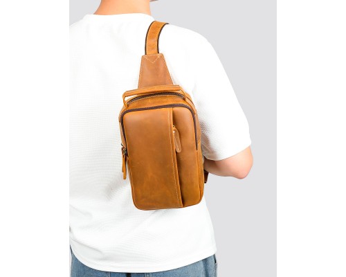 Сумка мужская слинг натуральная кожа