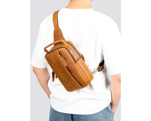 Сумка мужская слинг натуральная кожа