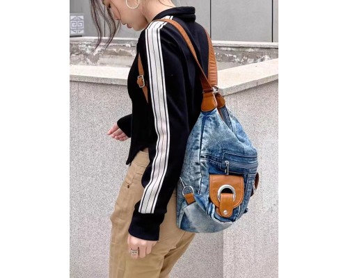 Сумка-рюкзак женская из джинсовой ткани