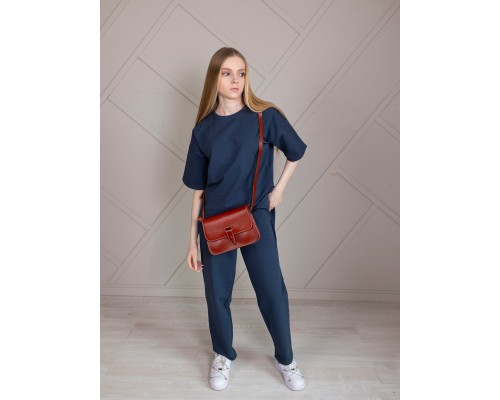 Женская жёсткая сумочка на плечо из толстой натуральной кожи