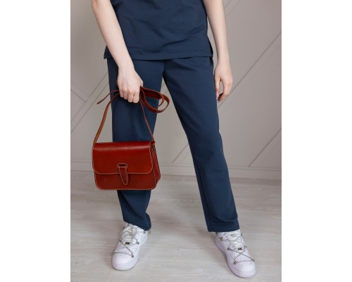 Женская жёсткая сумочка на плечо из толстой натуральной кожи