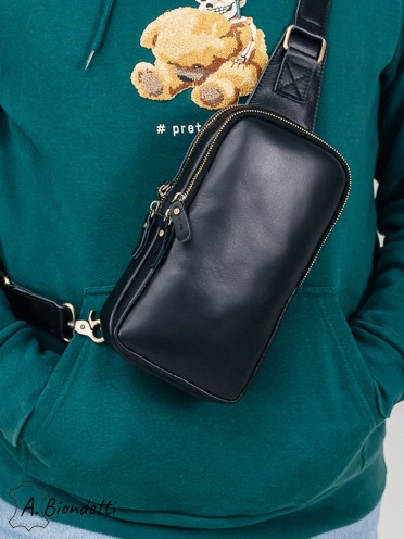 Сумка слинг мужская натуральная кожа