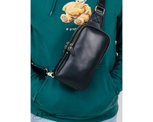 Сумка слинг мужская натуральная кожа