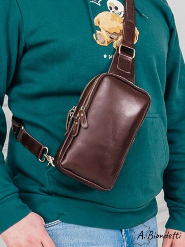 Кожаная мужская сумка-слинг через плечо