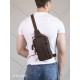 Нагрудная мужская сумка-слинг натуральная кожа