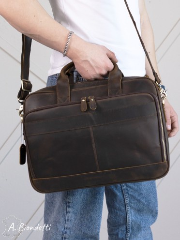 Деловой портфель-сумка натуральная кожа