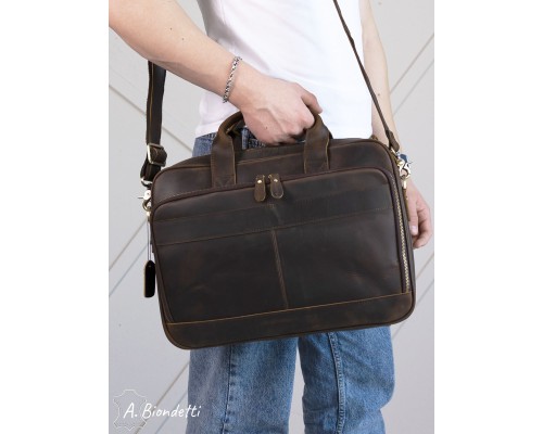 Деловой портфель-сумка натуральная кожа