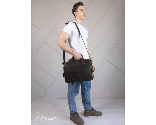 Деловой портфель-сумка натуральная кожа