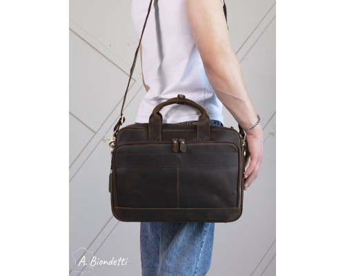 Деловой портфель-сумка натуральная кожа