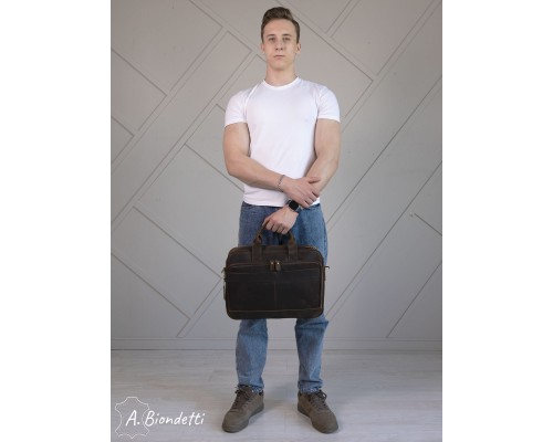 Деловой портфель-сумка натуральная кожа