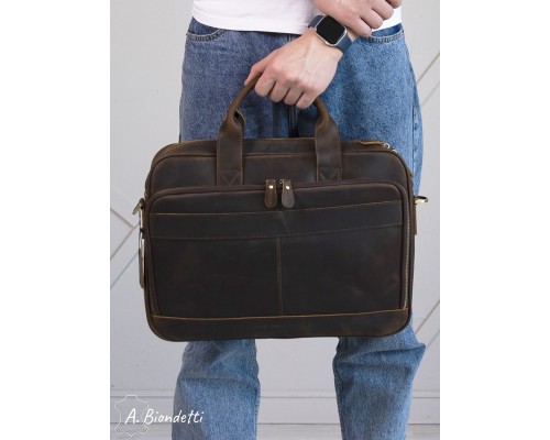 Деловой портфель-сумка натуральная кожа