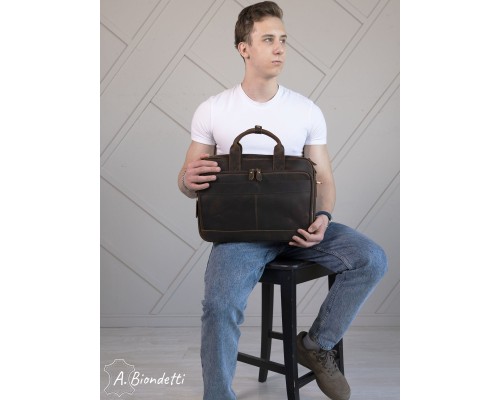 Деловой портфель-сумка натуральная кожа