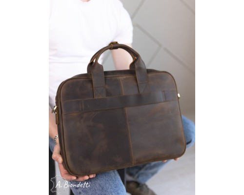 Деловой портфель-сумка натуральная кожа