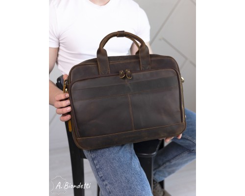 Деловой портфель-сумка натуральная кожа