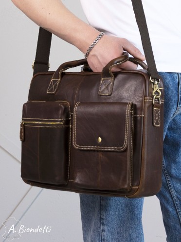 Портфель-сумка натуральная кожа