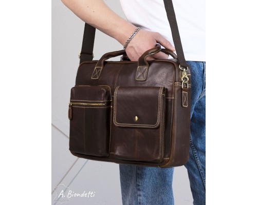 Портфель-сумка натуральная кожа