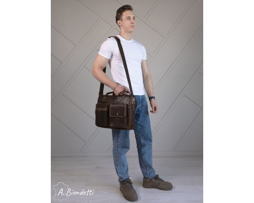 Портфель-сумка натуральная кожа