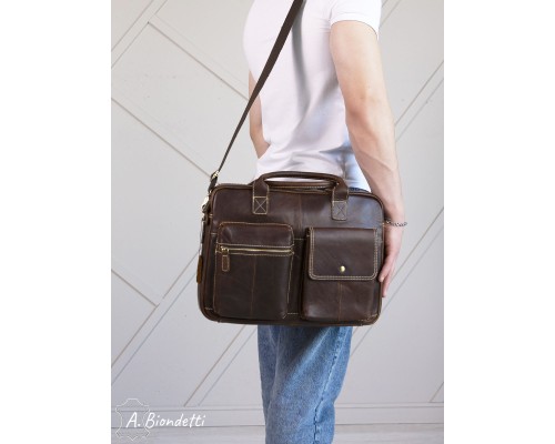 Портфель-сумка натуральная кожа