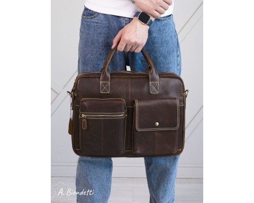 Портфель-сумка натуральная кожа