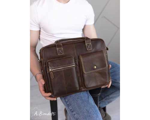 Портфель-сумка натуральная кожа