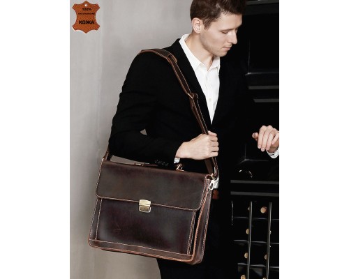 Портфель деловой натуральная кожа