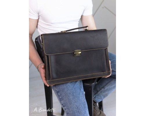 Портфель деловой натуральная кожа