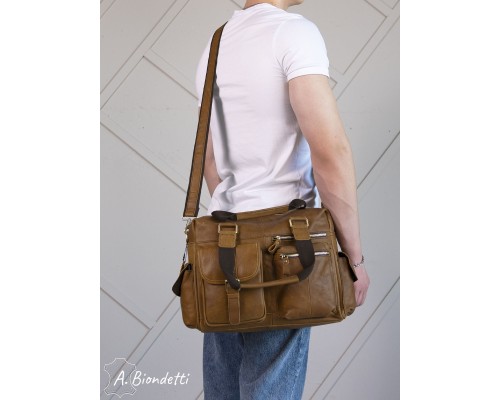 Деловая сумка-портфель натуральная кожа