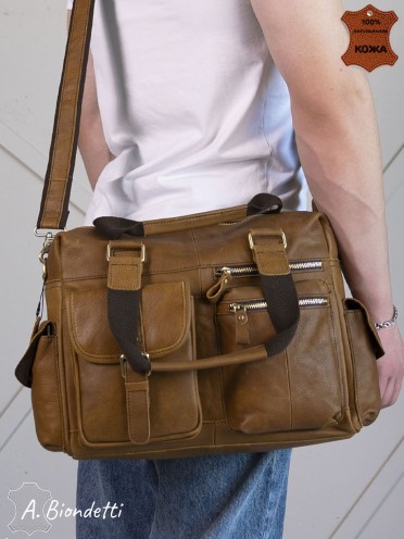 Деловая сумка-портфель натуральная кожа