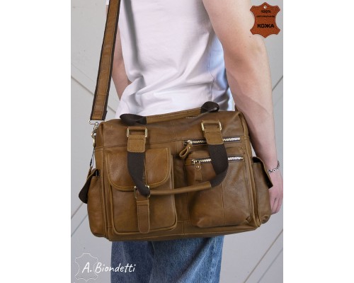 Деловая сумка-портфель натуральная кожа