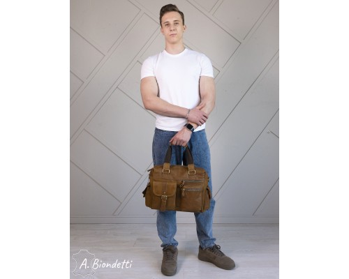 Деловая сумка-портфель натуральная кожа