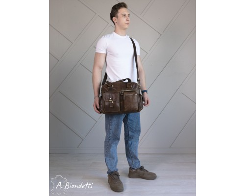 Деловая сумка-портфель натуральная кожа