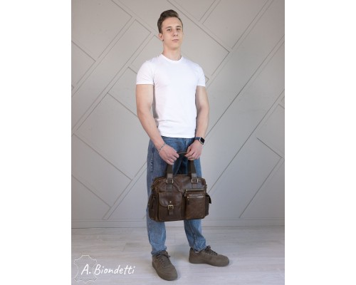 Деловая сумка-портфель натуральная кожа