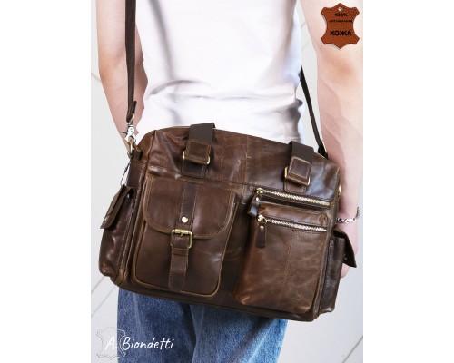 Деловая сумка-портфель натуральная кожа