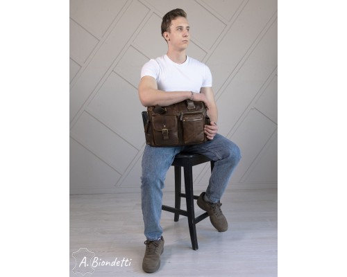 Деловая сумка-портфель натуральная кожа