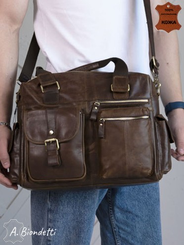 Деловая сумка-портфель натуральная кожа