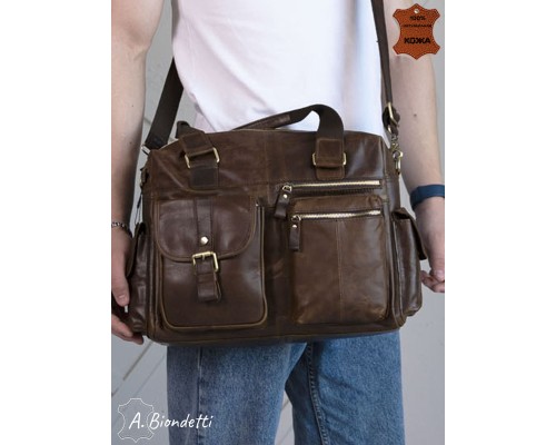 Деловая сумка-портфель натуральная кожа