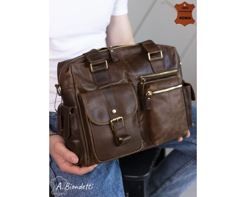 Деловая сумка-портфель натуральная кожа